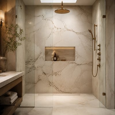Marble slab shower