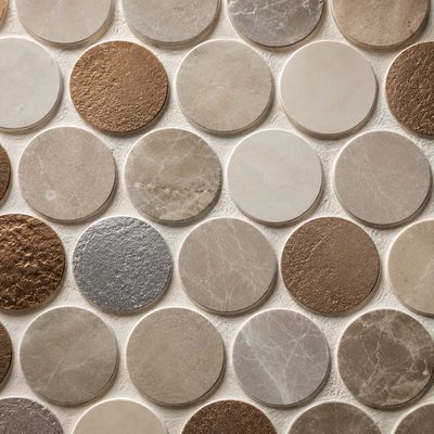 Marble penny-round mosaic detail