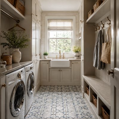 Encaustic laundry floor