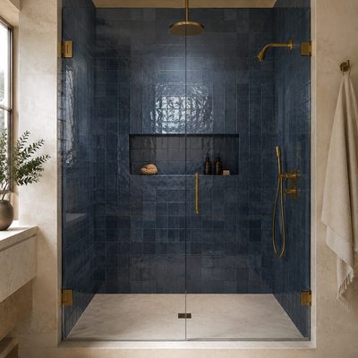 Blue zellige shower