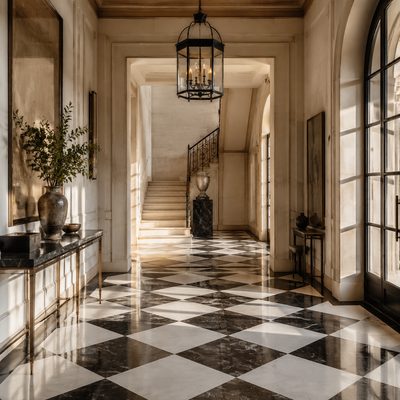 Marble checkerboard floor
