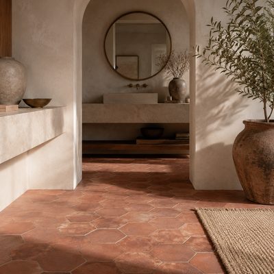 Terracotta hexagon floor