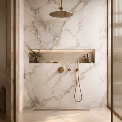 Calacatta marble shower