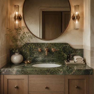 Green marble vanity